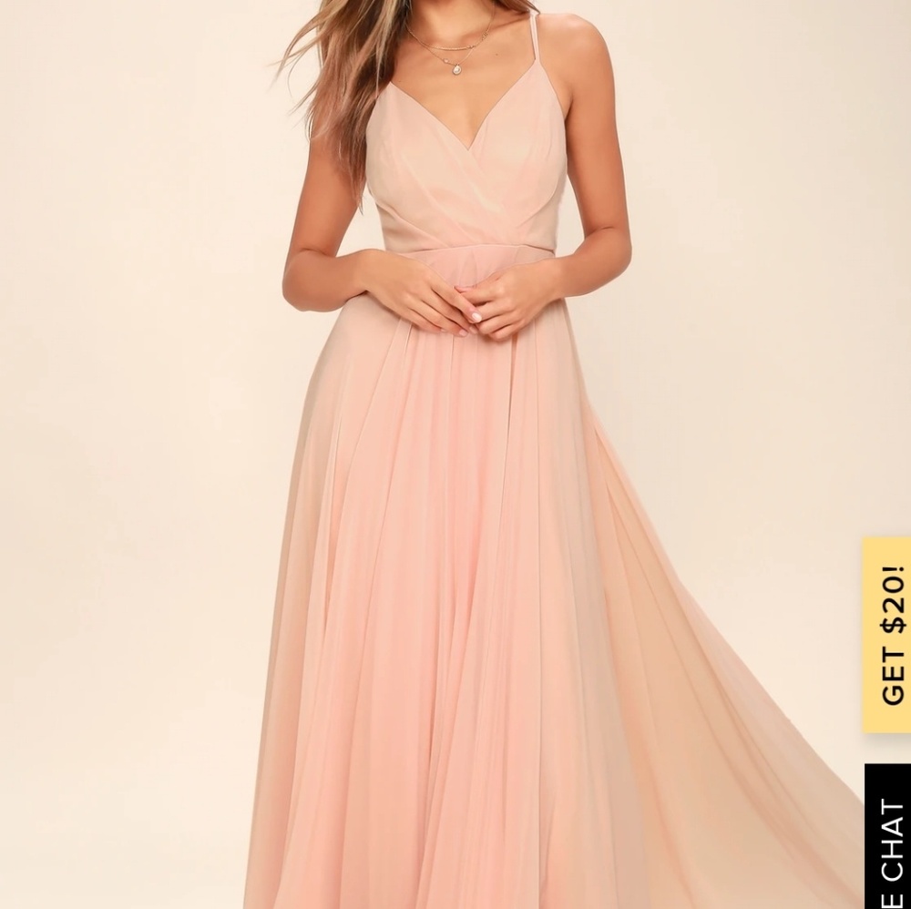 Lulu's blush pink bridesmaid dress
